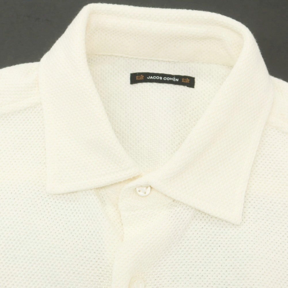 【新品】ヤコブコーエン JACOB COHEN コットンウールカシミヤ セミワイドカラー カジュアルシャツ オフホワイト【 L 】【 状態ランクN 】【 メンズ 】