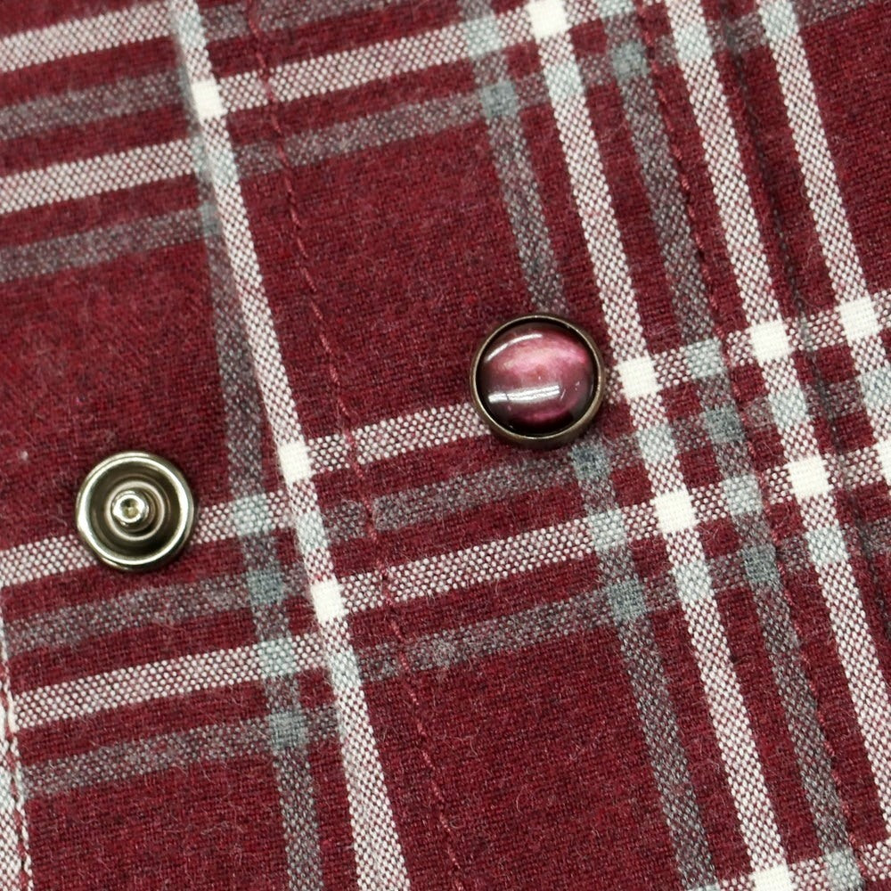 【新品】ヤコブコーエン JACOB COHEN コットン チェック ウエスタンシャツ バーガンディxホワイト【 L 】【 状態ランクN 】【 メンズ 】