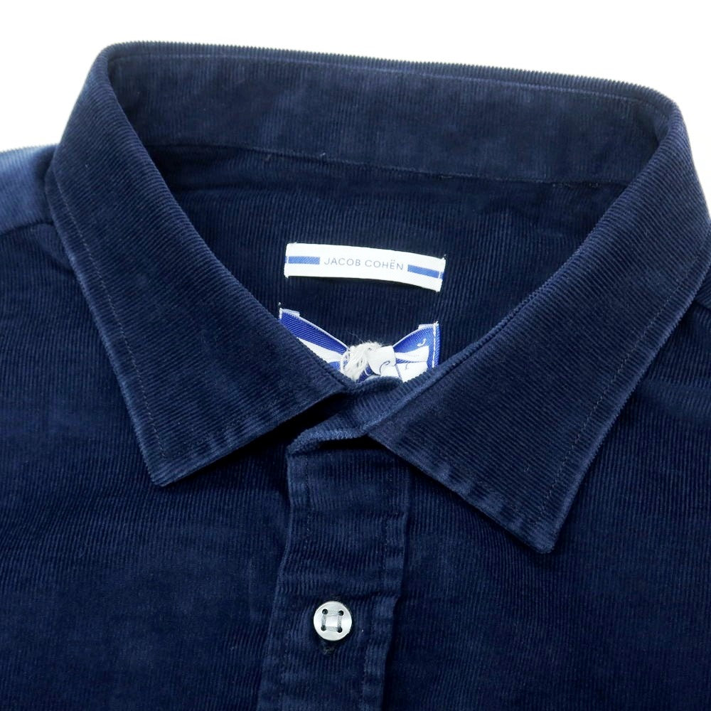 【新品】ヤコブコーエン JACOB COHEN コットン 細畝コーデュロイ カジュアルシャツ ネイビー【 XXL 】【 状態ランクN 】【 メンズ 】