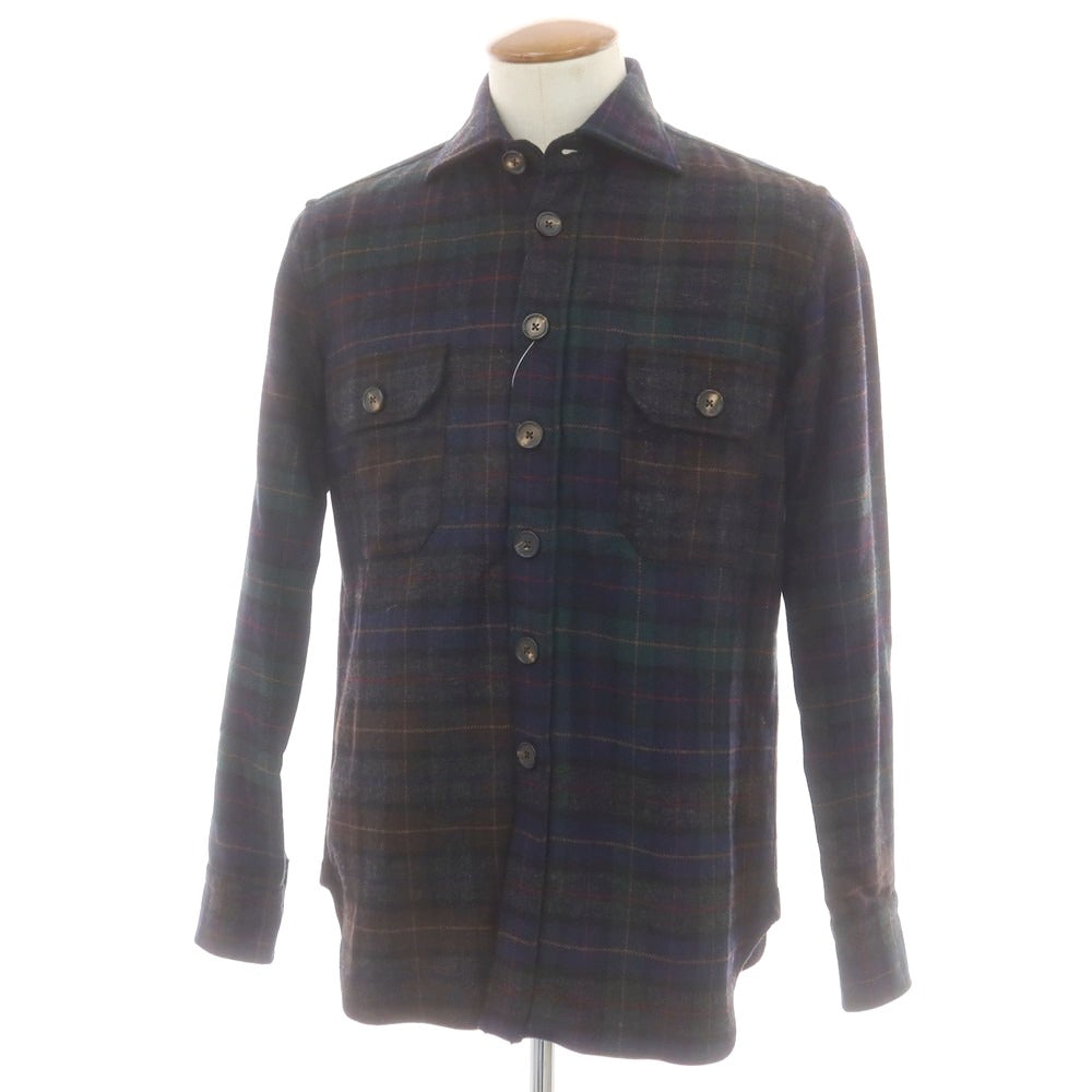 【新品アウトレット】ドッピアアー DOPPIAA ウールナイロン チェック カジュアルシャツ グレーxネイビー×グリーン【 表記なし(M位) 】【 状態ランクN- 】【 メンズ 】