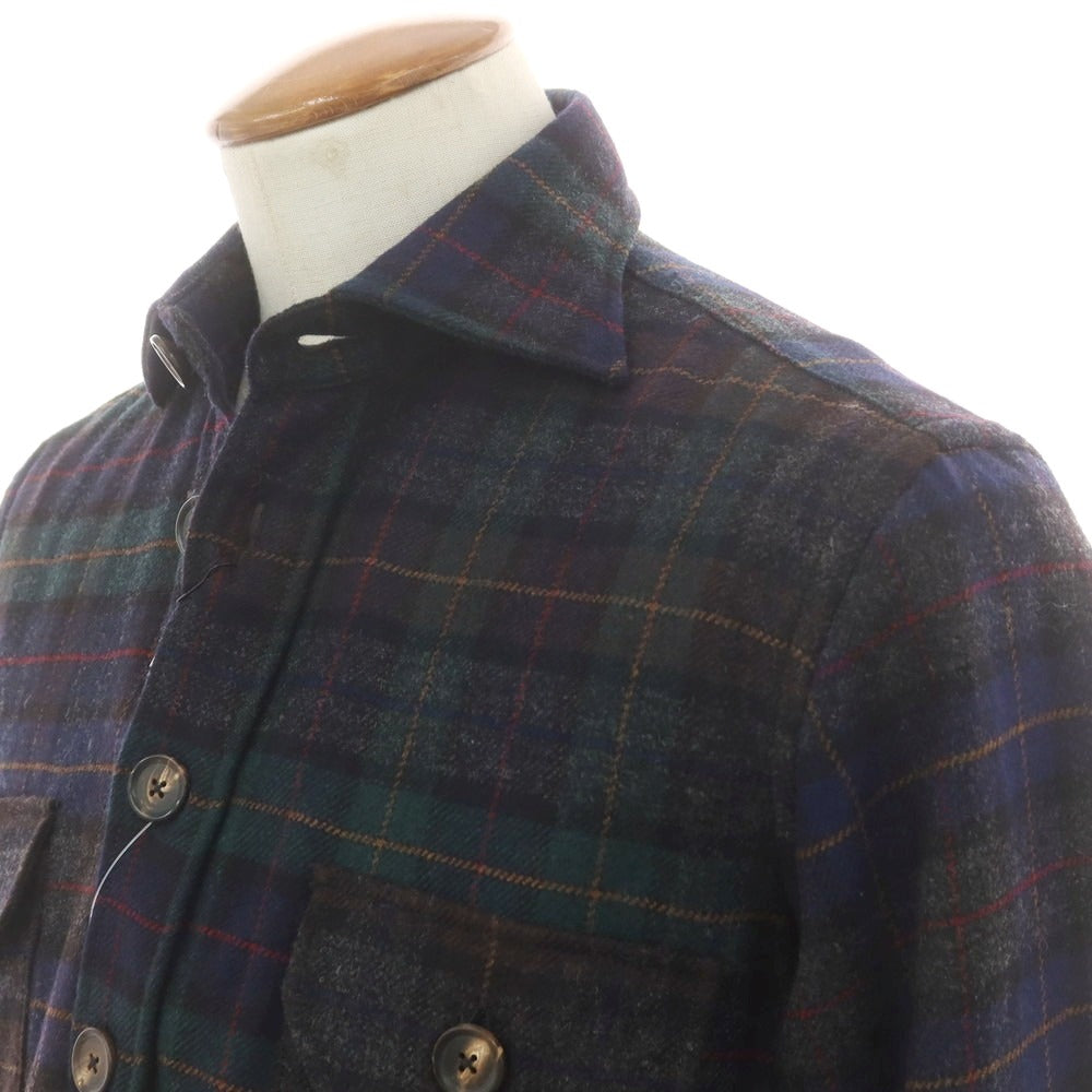 【新品アウトレット】ドッピアアー DOPPIAA ウールナイロン チェック カジュアルシャツ グレーxネイビー×グリーン【 表記なし(M位) 】【 状態ランクN- 】【 メンズ 】