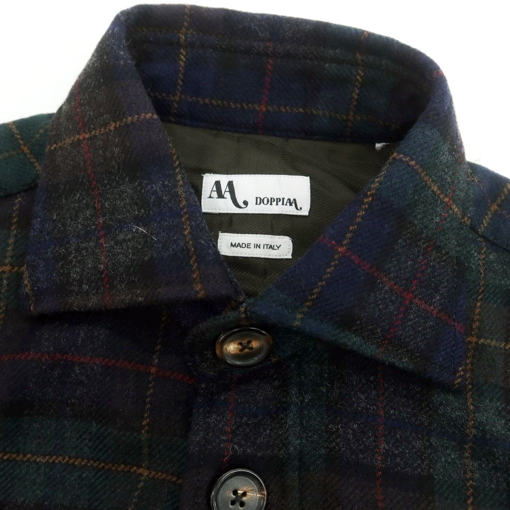 【新品アウトレット】ドッピアアー DOPPIAA ウールナイロン チェック カジュアルシャツ グレーxネイビー×グリーン【 表記なし(M位) 】【 状態ランクN- 】【 メンズ 】
