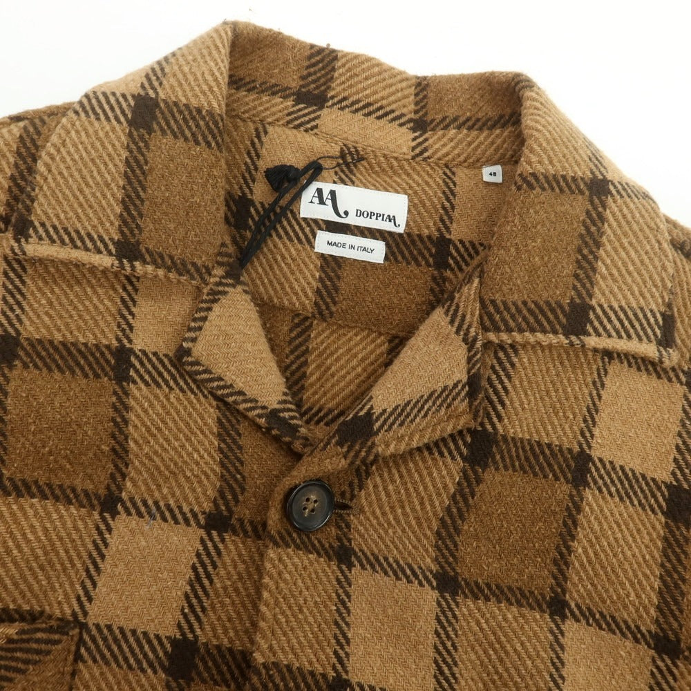 【新品】ドッピアアー DOPPIAA コットンポリウレタン チェック カジュアルシャツ ベージュ【 48 】【 状態ランクN 】【 メンズ 】