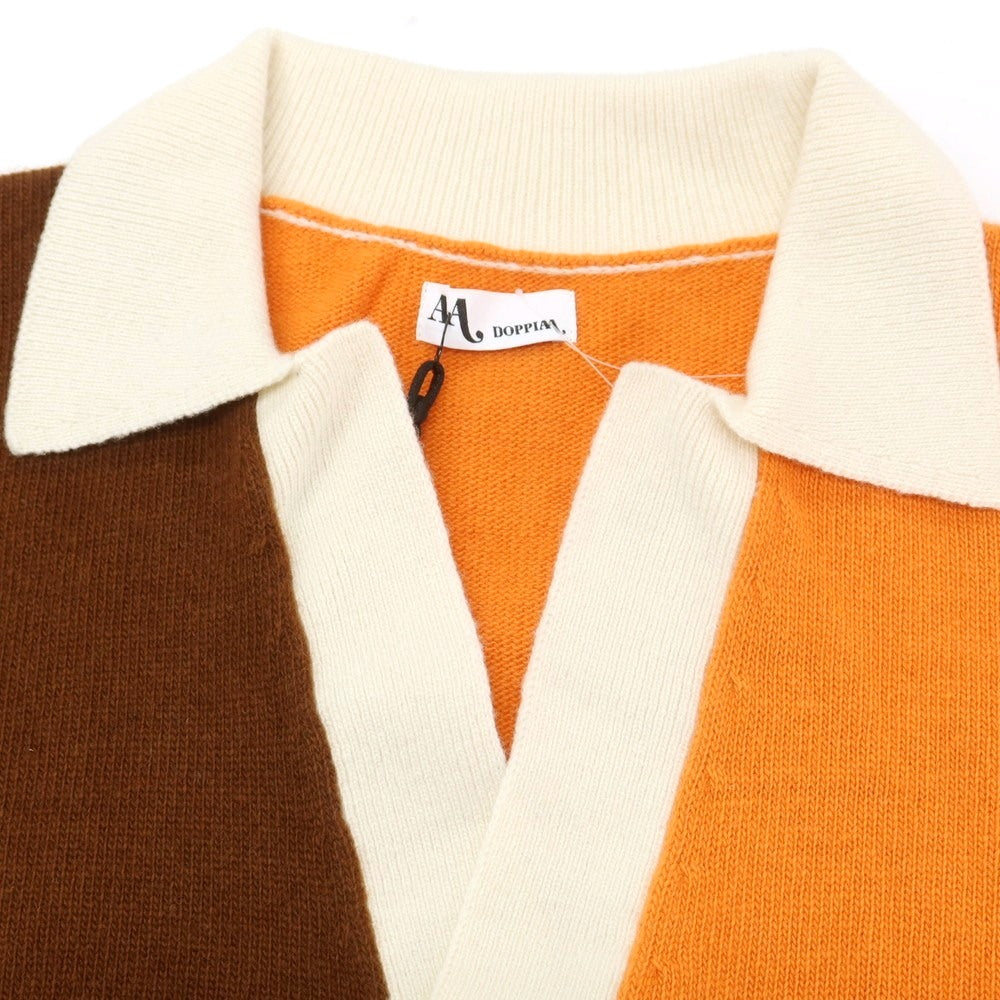 【新品】ドッピアアー DOPPIAA AAGRO ウール スキッパー プルオーバーニット オレンジxブラウン【 48 】【 状態ランクN 】【 メンズ 】