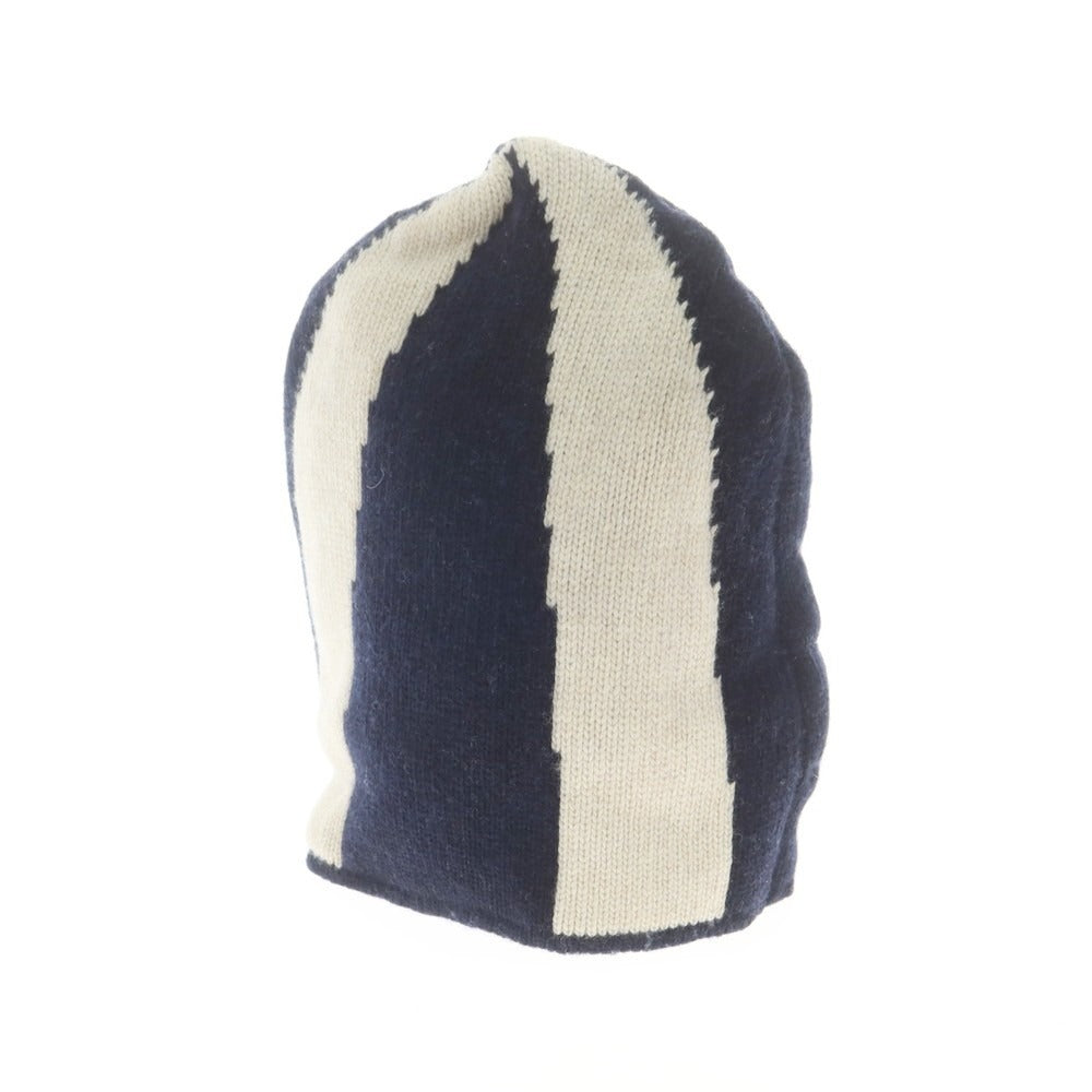 【新品】ドッピアアー DOPPIAA ウール ニットキャップ 帽子 ネイビーxオフホワイト【 表記なし 】【 状態ランクN 】【 メンズ 】