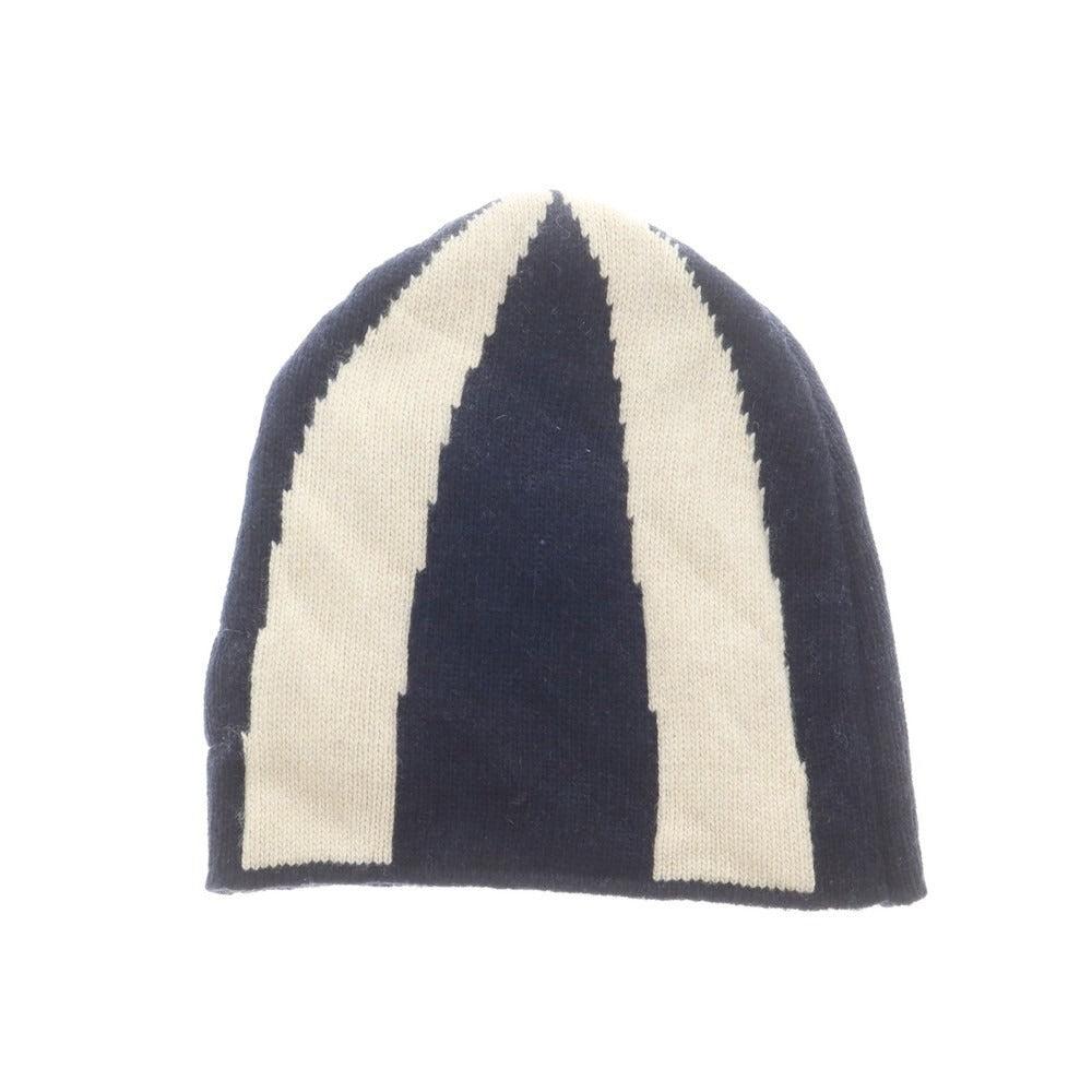 【新品】ドッピアアー DOPPIAA ウール ニットキャップ 帽子 ネイビーxオフホワイト【 表記なし 】【 状態ランクN 】【 メンズ 】