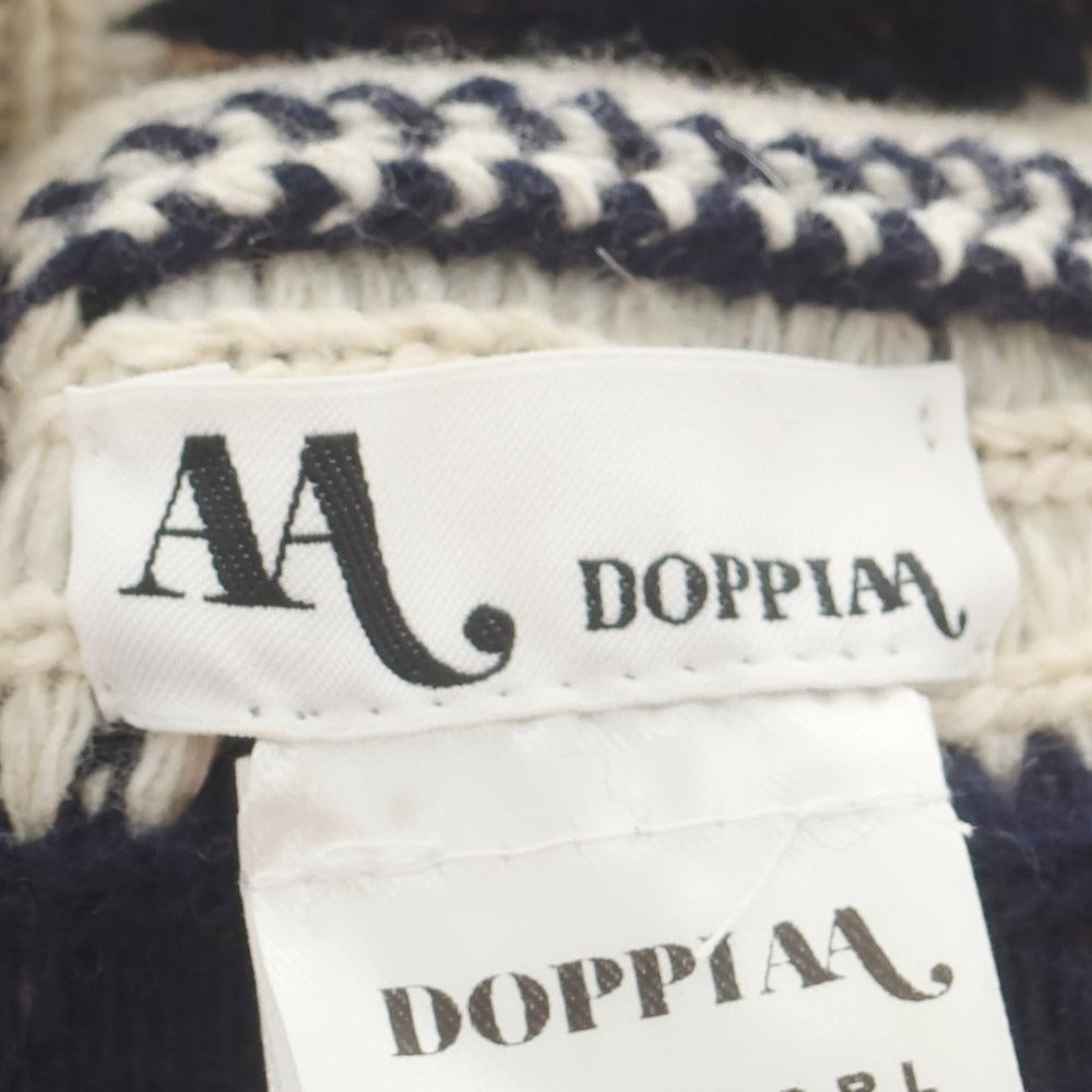 【新品】ドッピアアー DOPPIAA ウール ニットキャップ 帽子 ネイビーxオフホワイト【 表記なし 】【 状態ランクN 】【 メンズ 】