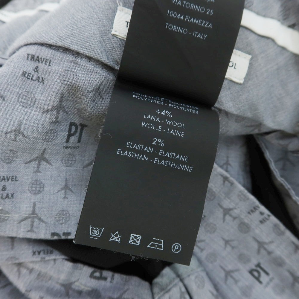 【中古】ピーティートリノ PT TORINO TECHNO WASHABLE WOOL ストレッチ ポリエステルウール ドレススラックスパンツ ブラック【 44 】【 状態ランクC 】【 メンズ 】