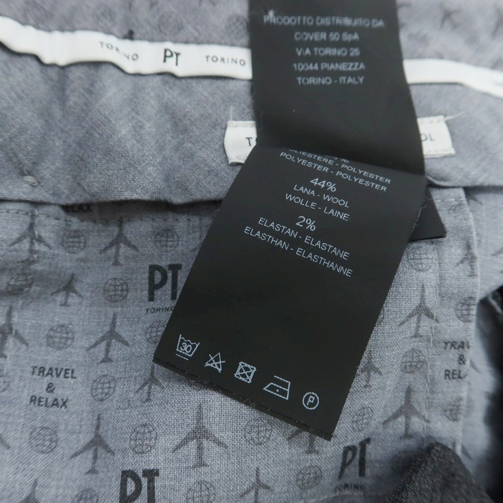 【中古】ピーティートリノ PT TORINO TECHNO WASHABLE WOOL ストレッチ ポリエステルウール ドレススラックスパンツ ダークグレー【 44 】【 状態ランクC 】【 メンズ 】