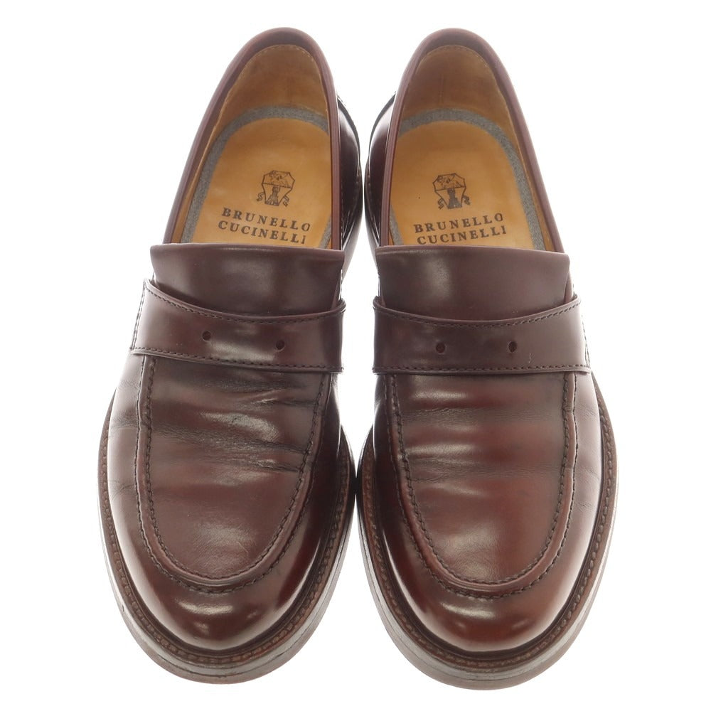 【中古】ブルネロクチネリ Brunello Cucinelli レザー ローファー ブラウン【 40 】【 状態ランクC 】【 メンズ 】