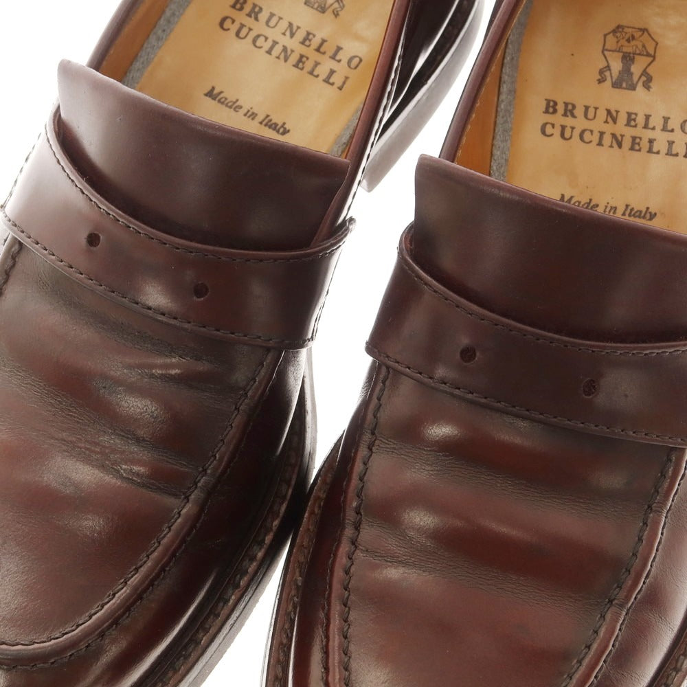 【中古】ブルネロクチネリ Brunello Cucinelli レザー ローファー ブラウン【 40 】【 状態ランクC 】【 メンズ 】