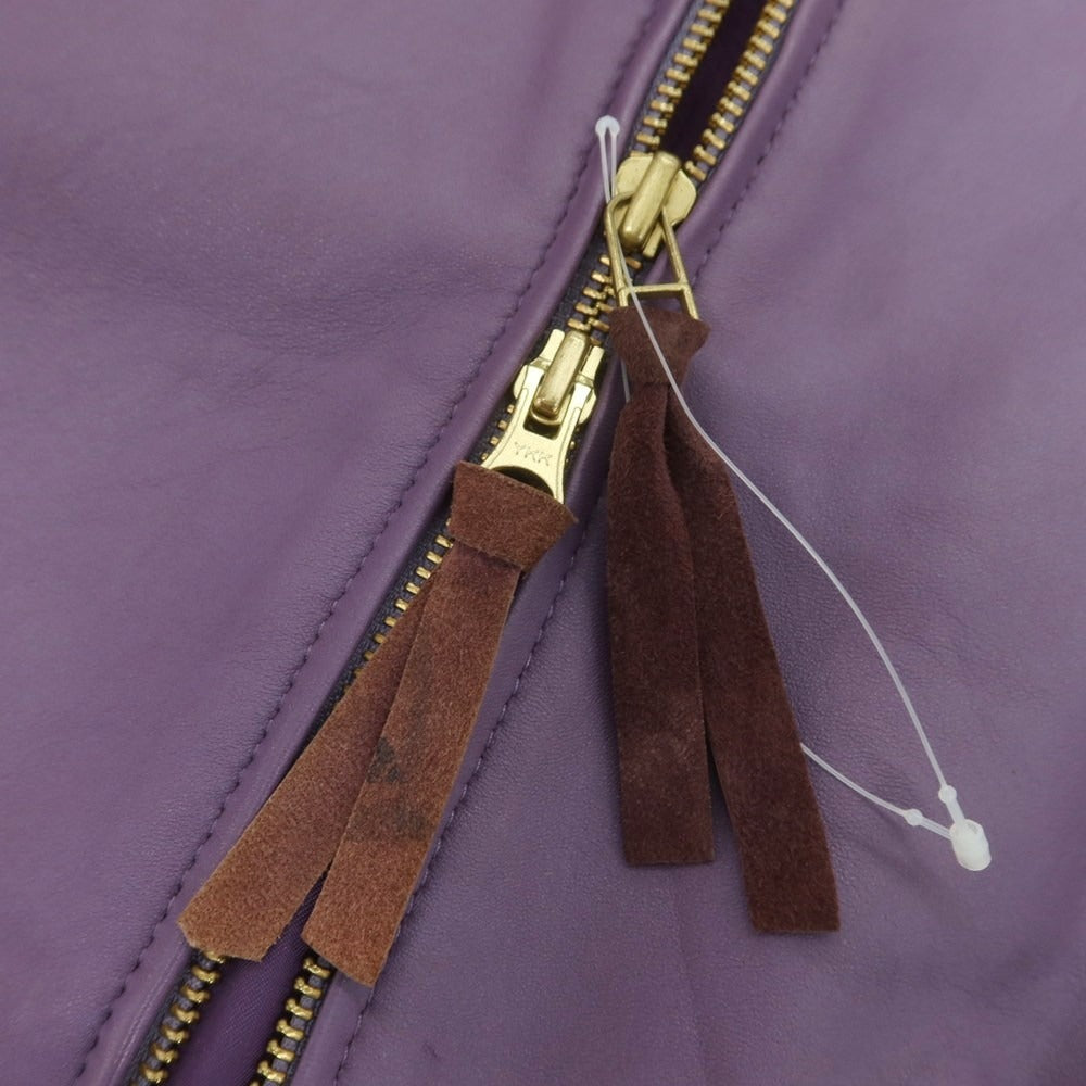 【中古】アコースティック Acoustic ラムレザー ジップアップブルゾン パープル【 M 】【 状態ランクD 】【 メンズ 】