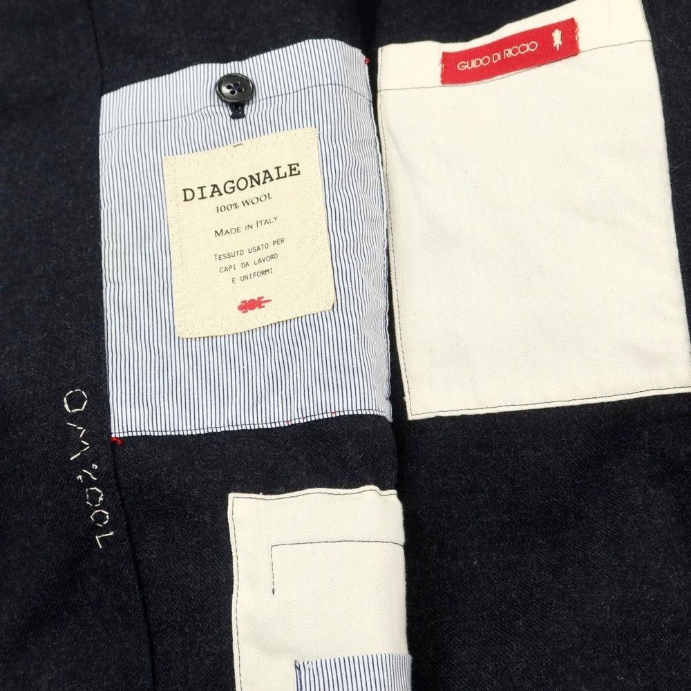 【中古】グイード ディ リッチョ GUIDO DI RICCIO ウール カジュアルジャケット ネイビー【 46 】【 状態ランクC 】【 メンズ 】