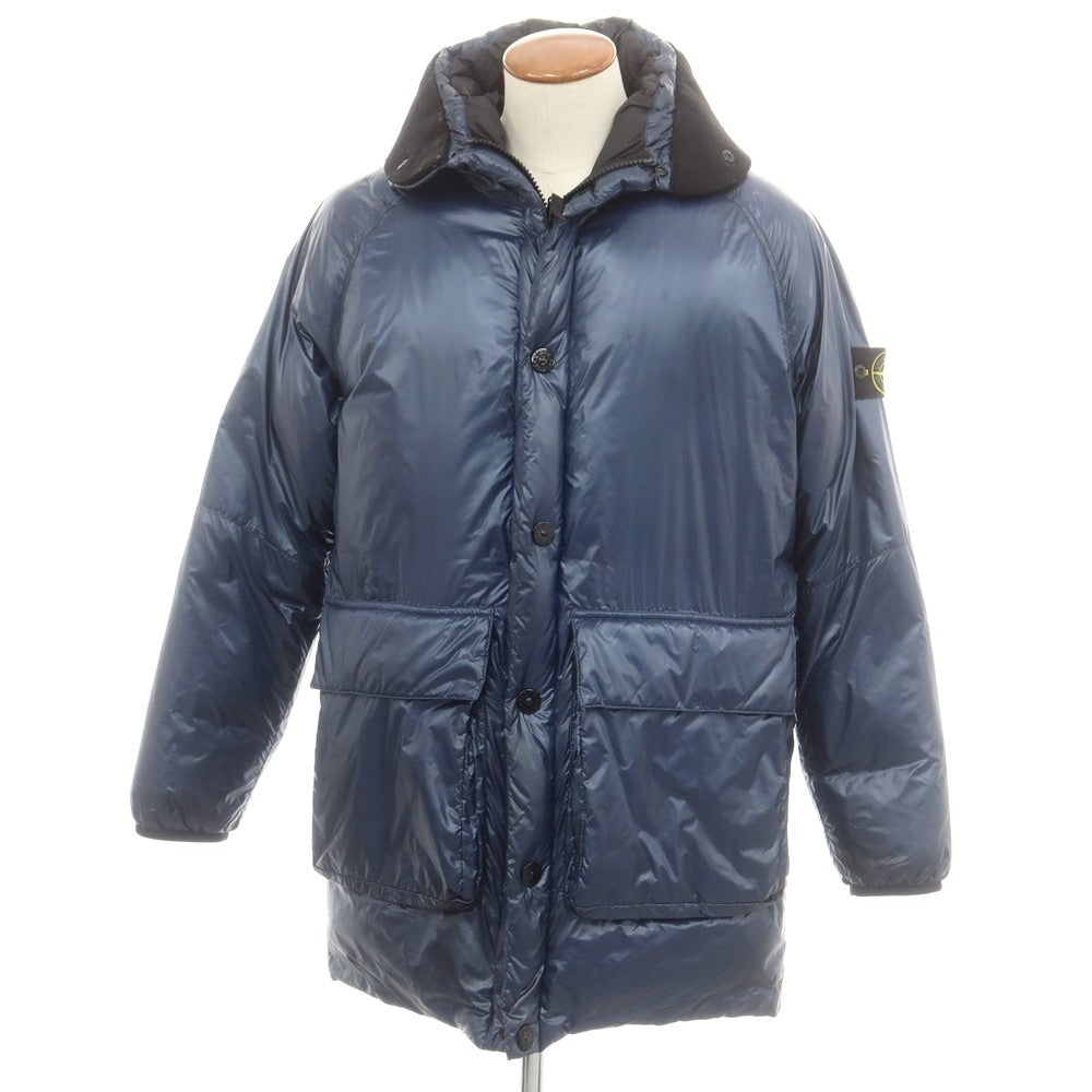 【中古】ストーンアイランド STONE ISLAND PERTEX ナイロン フーデッド ダウンコート ネイビーブルー【 M 】【 状態ランクC 】【 メンズ 】