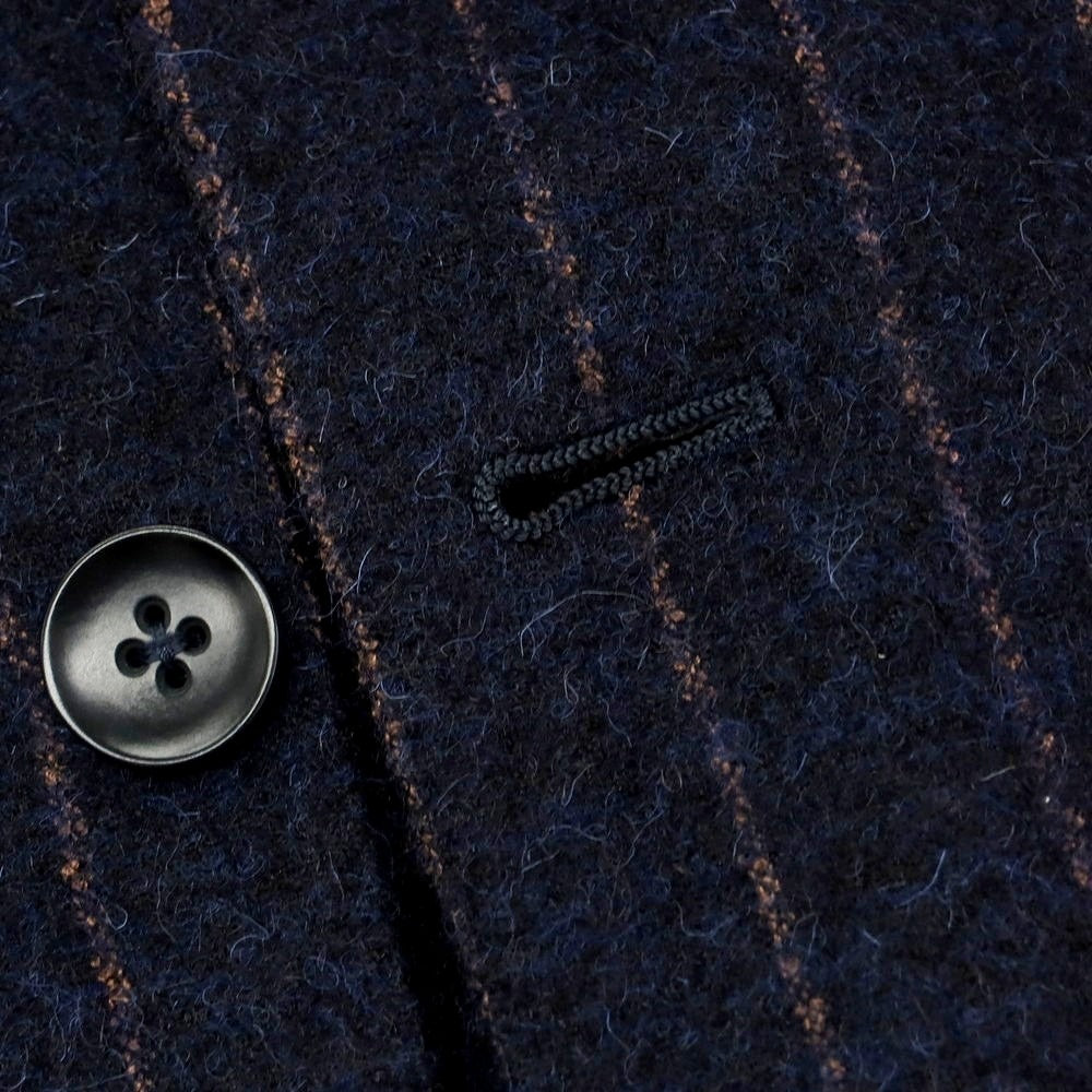 【中古】エルネスト ernesto GFB アルパカコットン ストライプ テーラードジャケット ネイビーxブラウン【 46 】【 状態ランクB 】【 メンズ 】