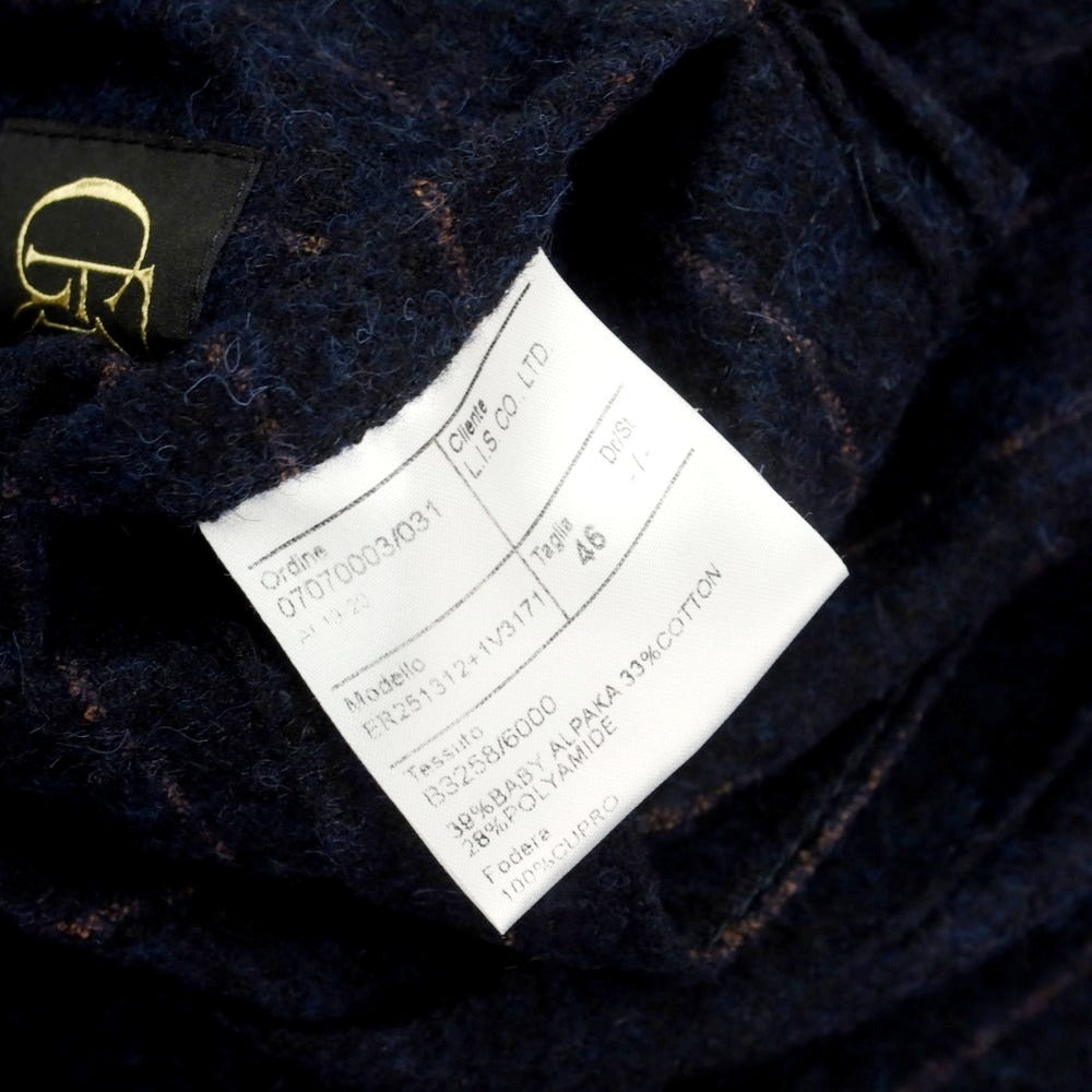 【中古】エルネスト ernesto GFB アルパカコットン ストライプ テーラードジャケット ネイビーxブラウン【 46 】【 状態ランクB 】【 メンズ 】