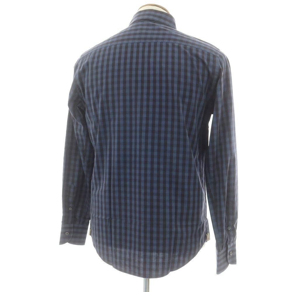 【中古】チット CIT LUXURY コットン チェック ホリゾンタルカラー カジュアルシャツ ネイビーxブラック【 39 】【 状態ランクC 】【 メンズ 】