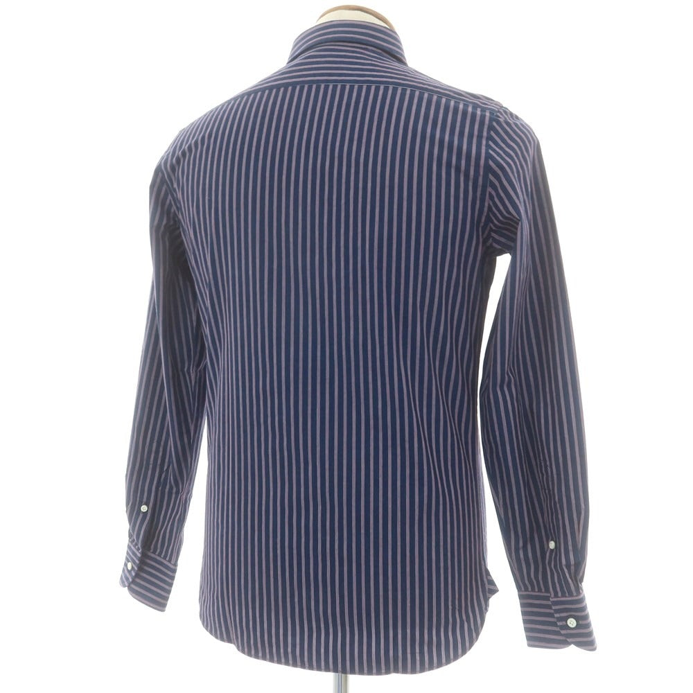 【中古】ギローバー GUY ROVER コットン ストライプ ホリゾンタルカラー カジュアルシャツ ネイビーxパープル【 表記なし(M位) 】【 状態ランクB 】【 メンズ 】