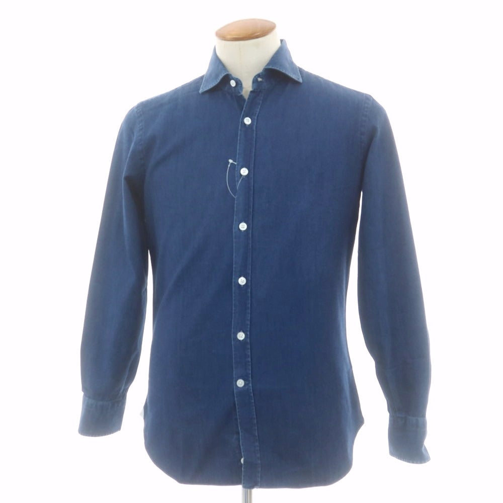 【中古】マリアサンタンジェロ Maria Santangelo シャンブレー カジュアルシャツ ライトネイビー【 M 】【 状態ランクC 】【 メンズ 】