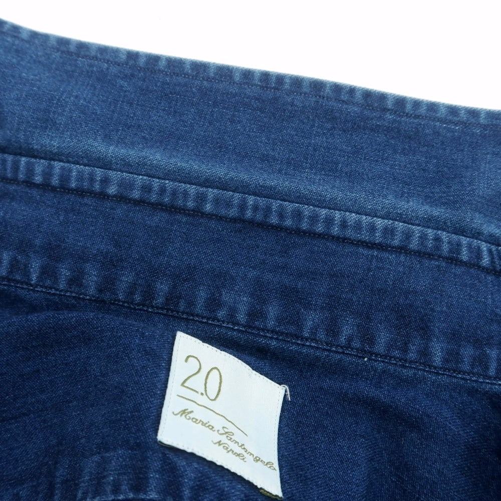 【中古】マリアサンタンジェロ Maria Santangelo シャンブレー カジュアルシャツ ライトネイビー【 M 】【 状態ランクC 】【 メンズ 】