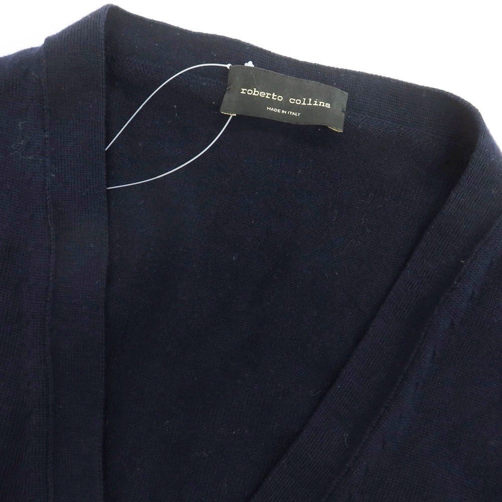 【中古】ロベルトコリーナ ROBERTO COLLINA ハイゲージ ウール カーディガン ネイビー【 46 】【 状態ランクC 】【 メンズ 】
