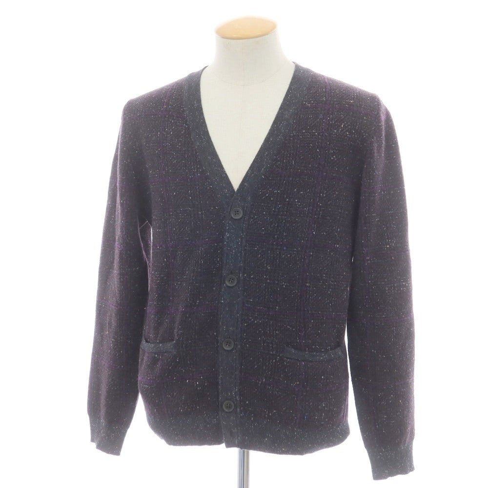 【中古】アルテア Altea ウールコットンナイロンシルク チェック カーディガン ブラウンxグレー【 S 】【 状態ランクB 】【 メンズ 】