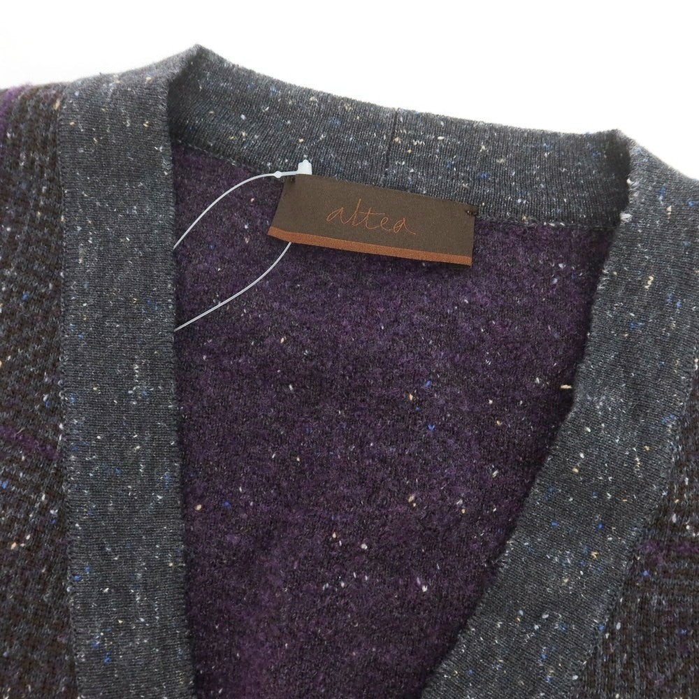 【中古】アルテア Altea ウールコットンナイロンシルク チェック カーディガン ブラウンxグレー【 S 】【 状態ランクB 】【 メンズ 】