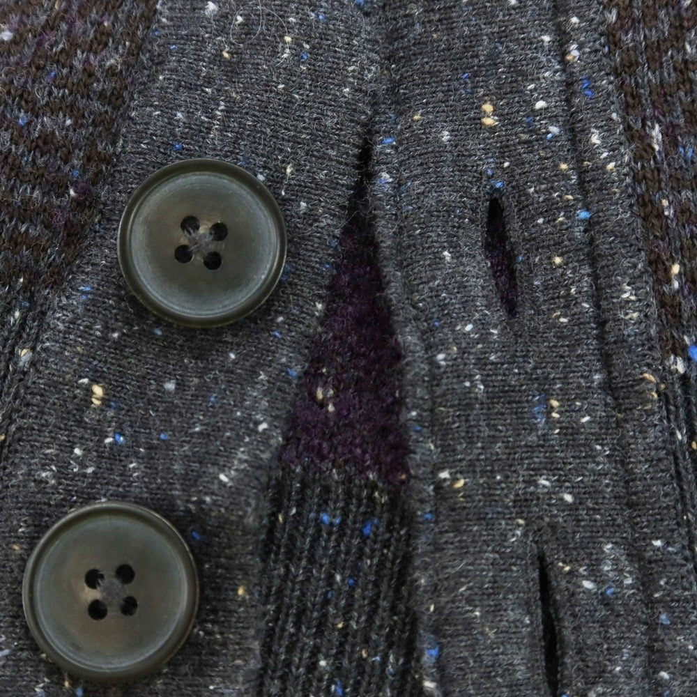 【中古】アルテア Altea ウールコットンナイロンシルク チェック カーディガン ブラウンxグレー【 S 】【 状態ランクB 】【 メンズ 】