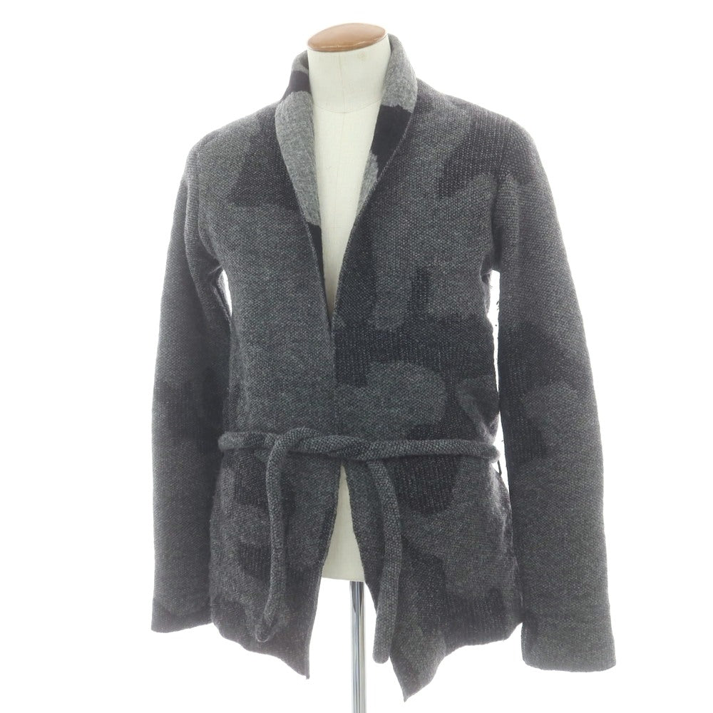 【中古】ヌール noue-rue ウールナイロン ショールカラー ガウン型 カーディガン グレーxブラック【 46 】【 状態ランクC 】【 メンズ 】