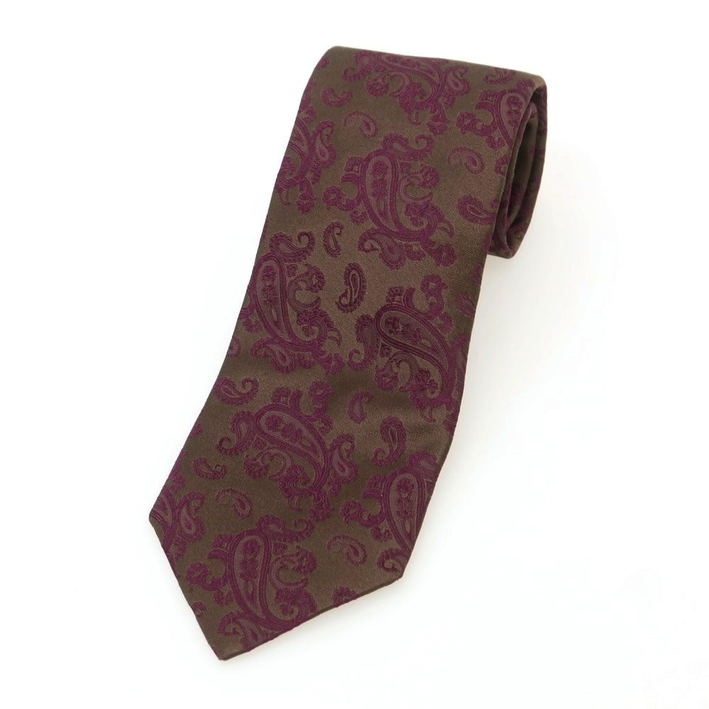 【中古】ルイジ ボレッリ Luigi Borrelli シルク ペイズリー柄ネクタイ ブラウンxパープル【 状態ランクB 】【 メンズ 】