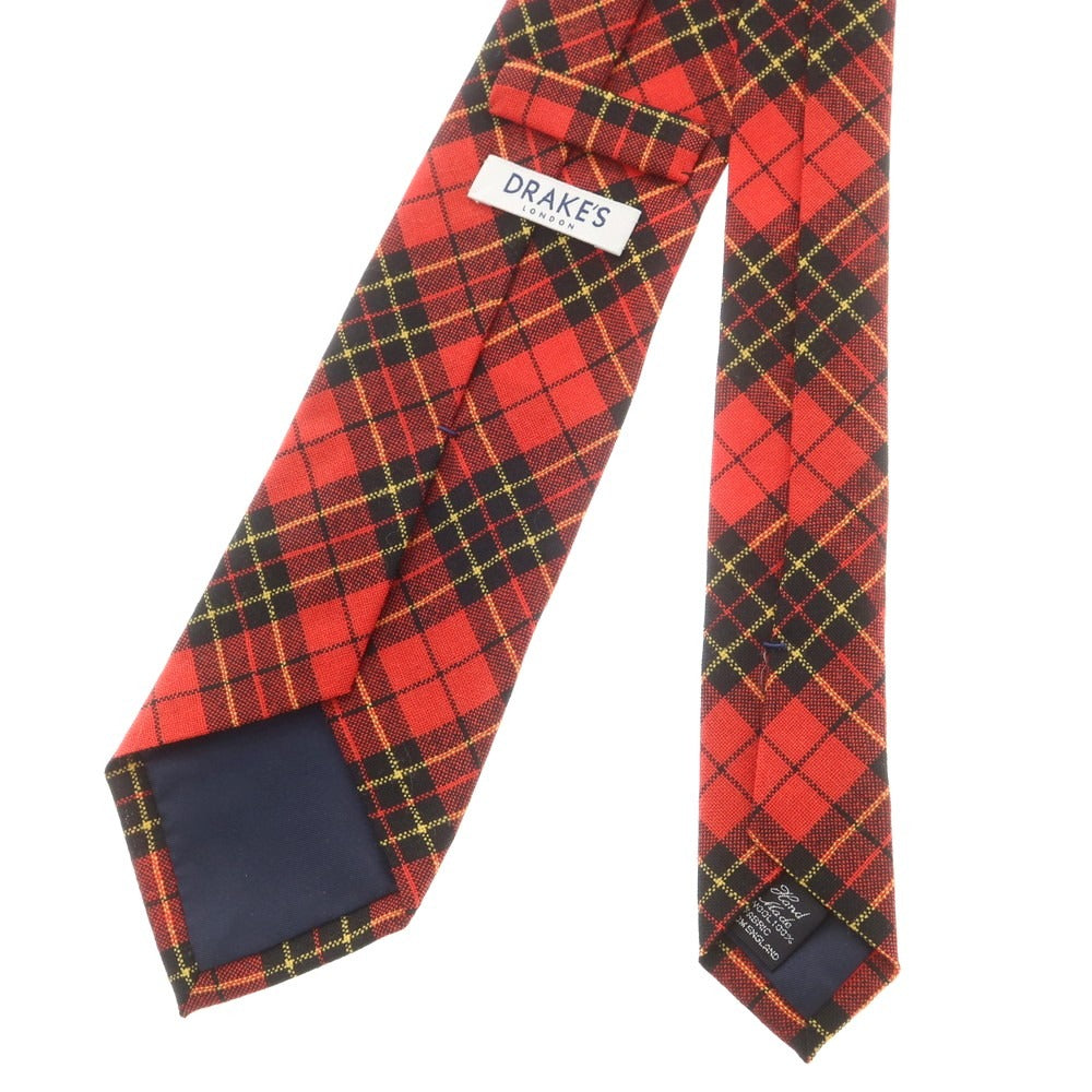 【中古】ドレイクス DRAKES ウール チェック柄ネクタイ レッドxブラック【 状態ランクB 】【 メンズ 】
