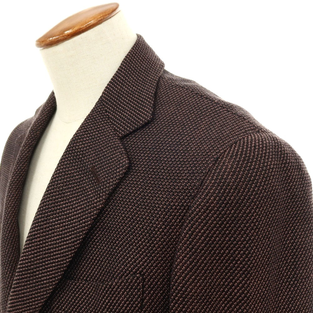 【中古】ビームスエフ BEAMS F コットンナイロン 3B テーラードジャケット ブラウンxブラック【サイズ46】【 状態ランクB 】【 メンズ 】