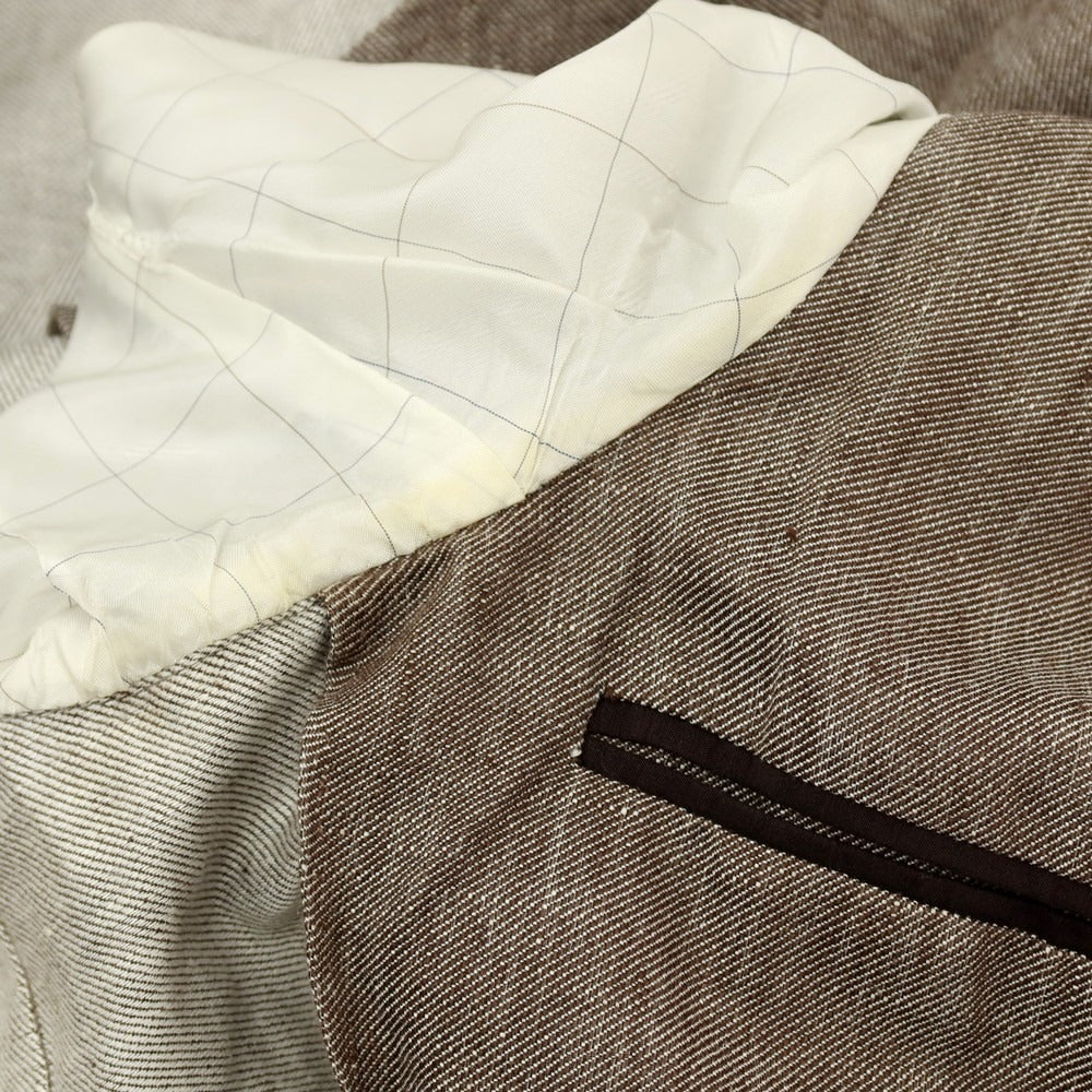 【中古】ボリオリ BOGLIOLI DOVER リネンコットン 3B テーラードジャケット アッシュブラウン系【サイズ44】【 状態ランクC 】【 メンズ 】