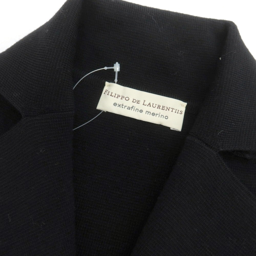 【中古】フィリッポ デ ローレンティス FILIPPO DE LAURENTIIS ウール ジャケット型 ダブルブレスト カーディガン ブラック【 46 】【 状態ランクA 】【 メンズ 】