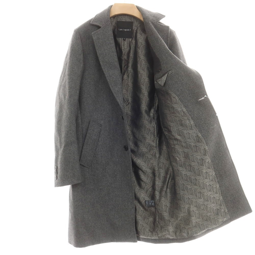【中古】ウノピュウノウグァーレトレ 1piu1uguale3 ウールカシミヤ チェスターフィールドコート グレー【 4 】【 状態ランクA 】【 メンズ 】