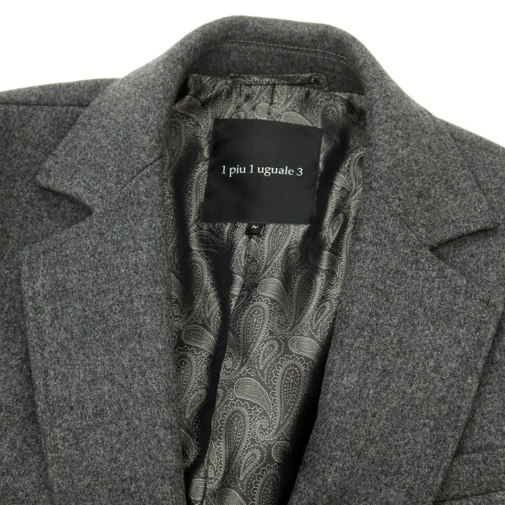 【中古】ウノピュウノウグァーレトレ 1piu1uguale3 ウールカシミヤ チェスターフィールドコート グレー【 4 】【 状態ランクA 】【 メンズ 】