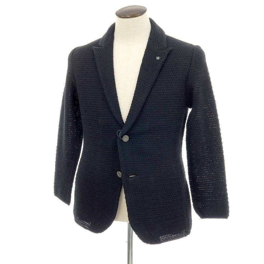 【中古】ウノピュウノウグァーレトレ 1piu1uguale3 コットン 2B ニットジャケット ネイビーブラック系【サイズV】【 状態ランクA 】【 メンズ 】