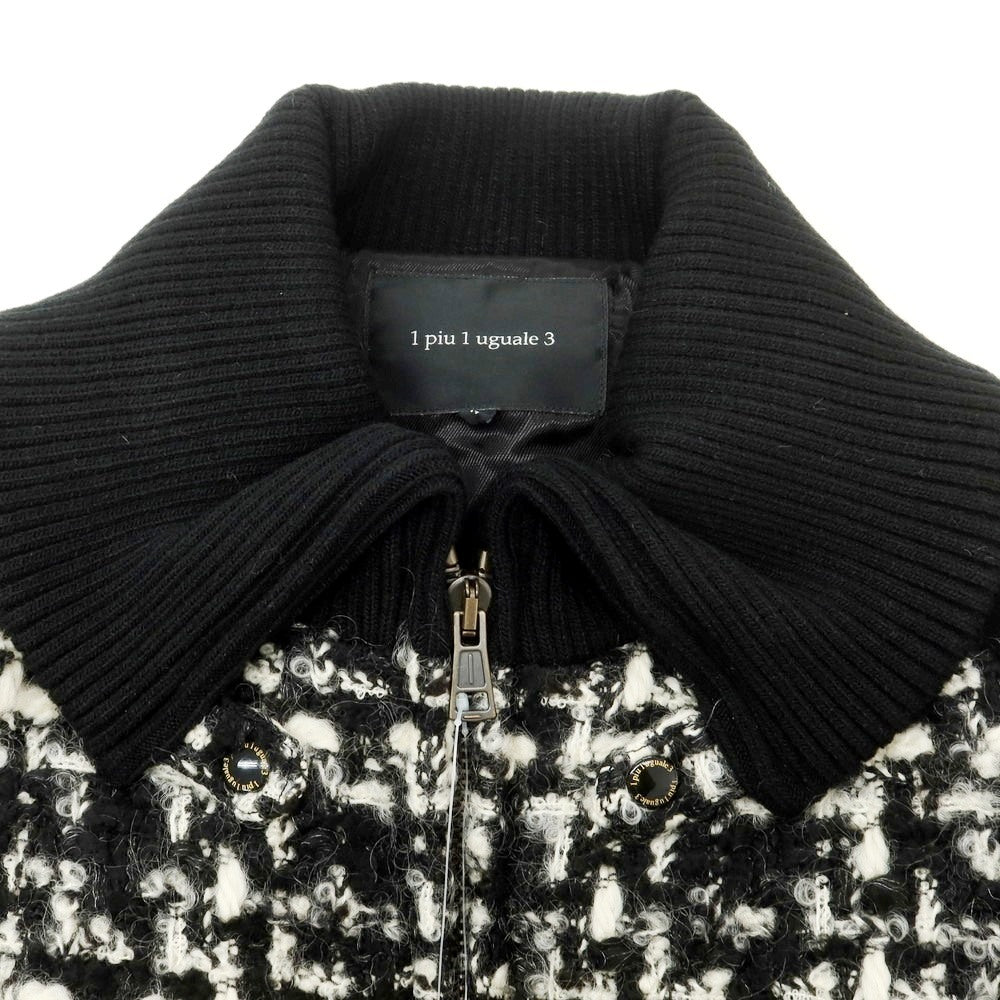 【中古】ウノピュウノウグァーレトレ 1piu1uguale3 ウール ドンキージップスタジアム ジャケット ブラックxホワイト【 4 】【 状態ランクA 】【 メンズ 】