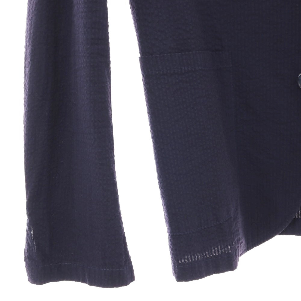 【中古】ジャンネット giannetto コットン シアサッカー ストライプ 2B カジュアルジャケット ネイビー【サイズ46】【 状態ランクC 】【 メンズ 】