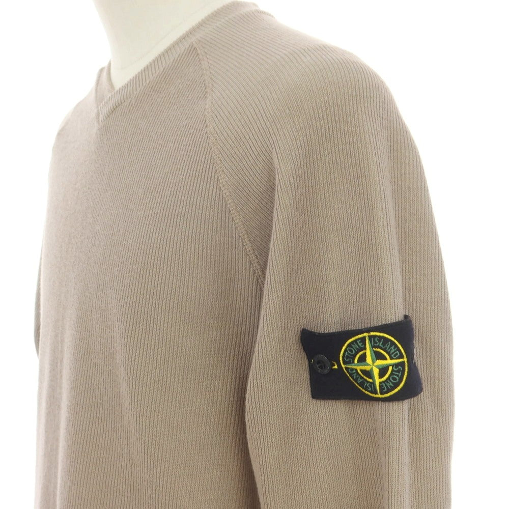【中古】ストーンアイランド STONE ISLAND コットンナイロン Vネック 長袖カットソー ベージュ【 S 】【 状態ランクC 】【 メンズ 】