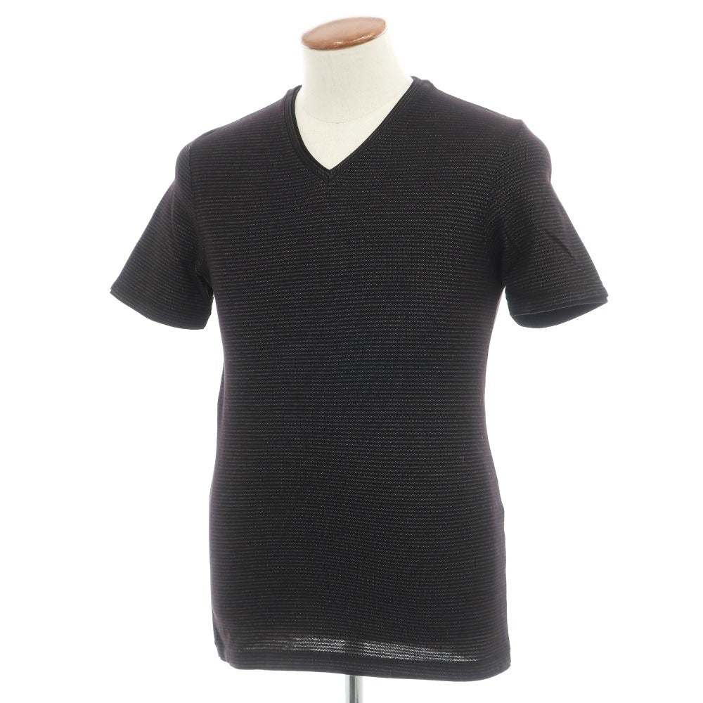 【中古】シーケーカルバンクライン ck コットンポリエステル ボーダー Vネック 半袖Tシャツ ブラック【サイズM】【 状態ランクB 】【 メンズ 】