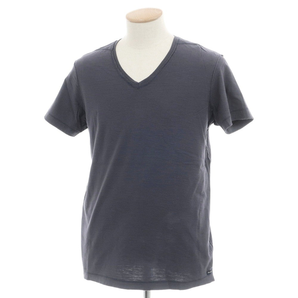 【中古】ディーゼル DIESEL コットン Vネック 半袖Tシャツ ネイビーグレー【サイズS】【 状態ランクB 】【 メンズ 】