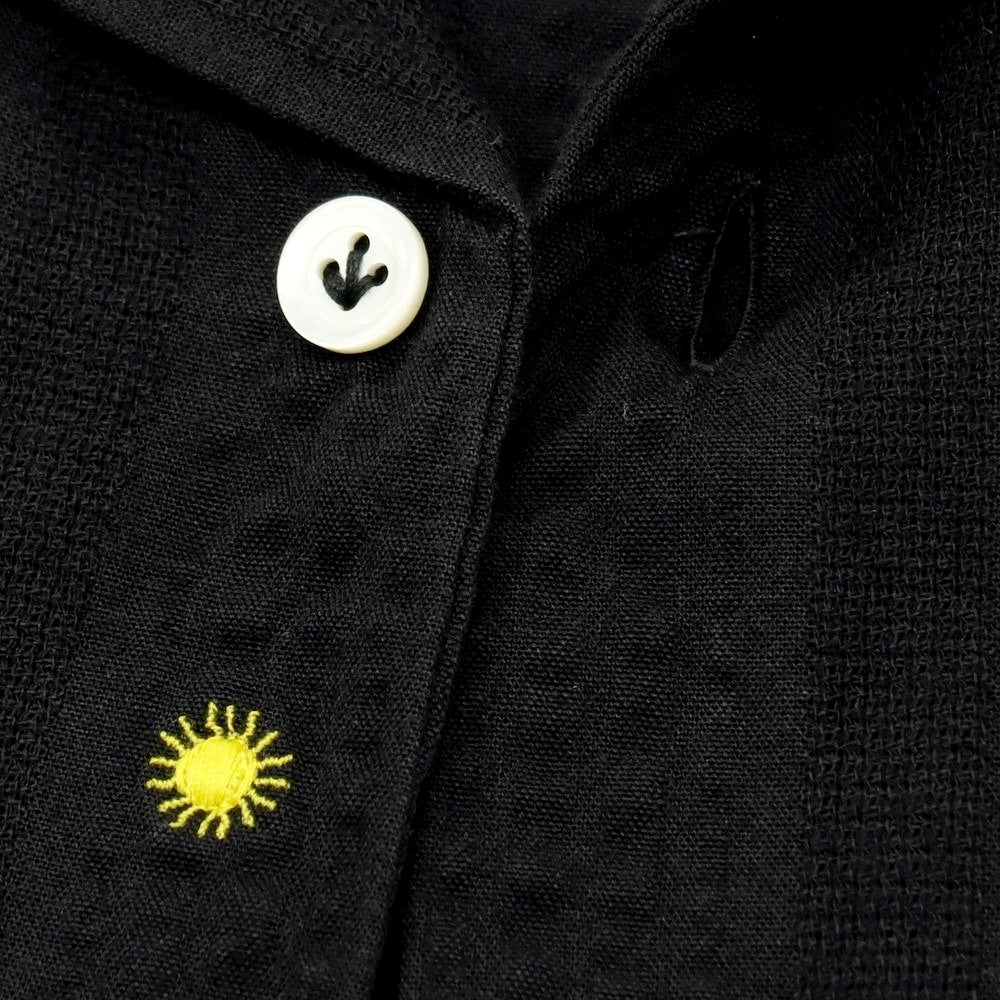 【中古】ジャンネット giannetto コットン シアサッカー ストライプ オープンカラー 半袖シャツ ブラック【サイズS】【 状態ランクB 】【 メンズ 】