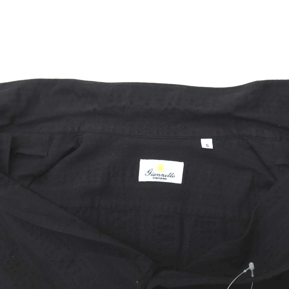 【中古】ジャンネット giannetto コットン シアサッカー ストライプ オープンカラー 半袖シャツ ブラック【サイズS】【 状態ランクB 】【 メンズ 】