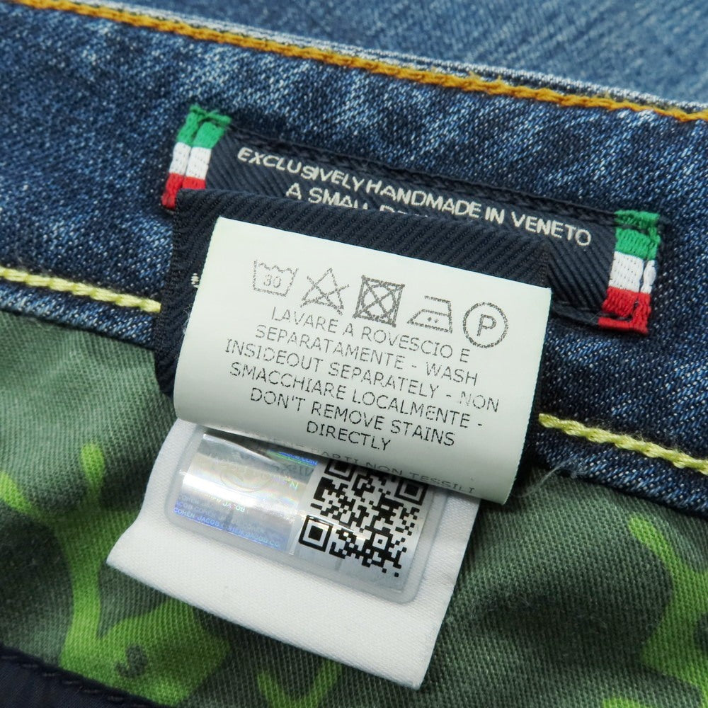 【中古】ヤコブコーエン JACOB COHEN NICK クラッシュ&リペア加工 ストレッチコットン ジーンズ デニムパンツ ネイビー【 32 】【 状態ランクB 】【 メンズ 】