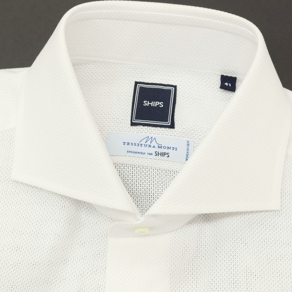 【中古】【未使用】シップス SHIPS コットン ホリゾンタルカラー ドレスシャツ ホワイト【サイズ41】【 状態ランクS 】【 メンズ 】