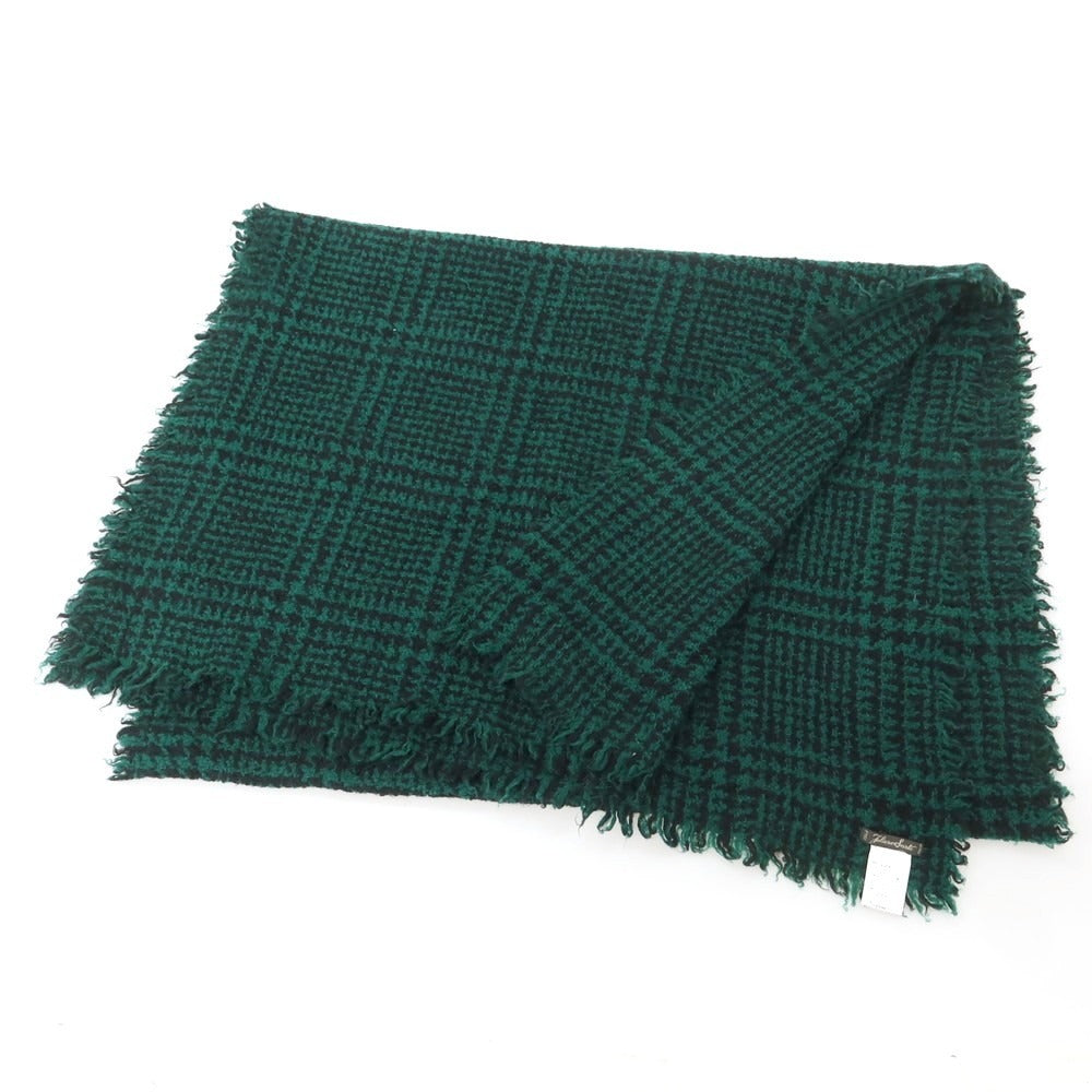 【中古】ファリエロサルティ Faliero Sarti ウールカシミヤナイロン チェック ストール グリーンxブラック【 状態ランクB 】【 ユニセックス 】
