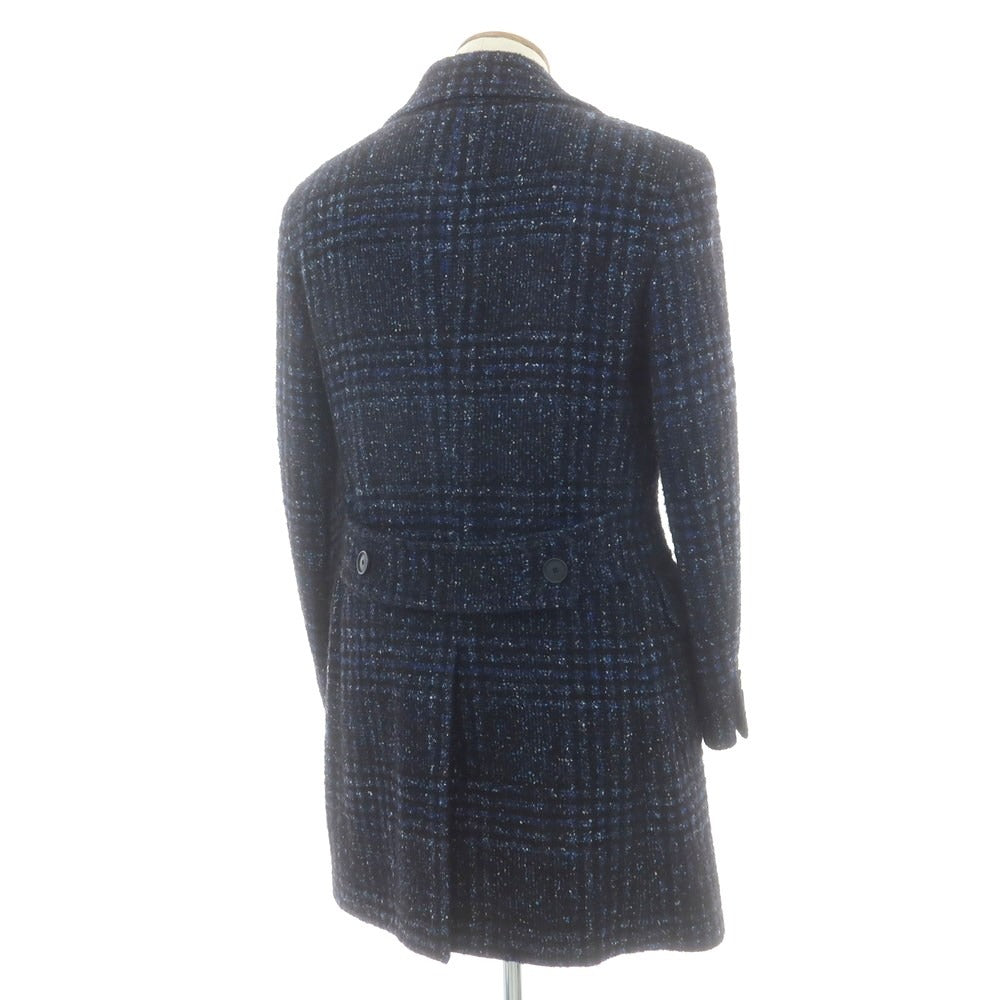 【中古】タリアトーレ TAGLIATORE ウールナイロン チェック ポロコート ネイビーxブラック【 48 】【 状態ランクB 】【 メンズ 】