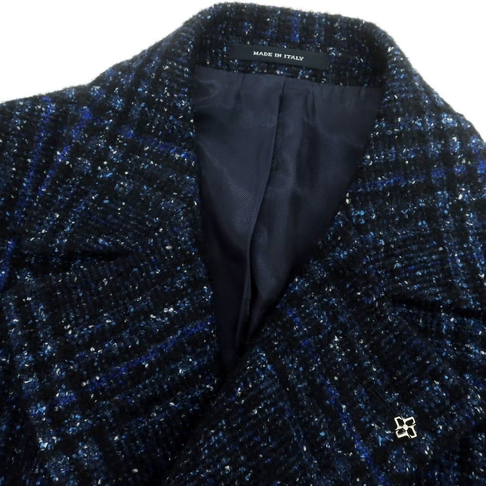 【中古】タリアトーレ TAGLIATORE ウールナイロン チェック ポロコート ネイビーxブラック【 48 】【 状態ランクB 】【 メンズ 】