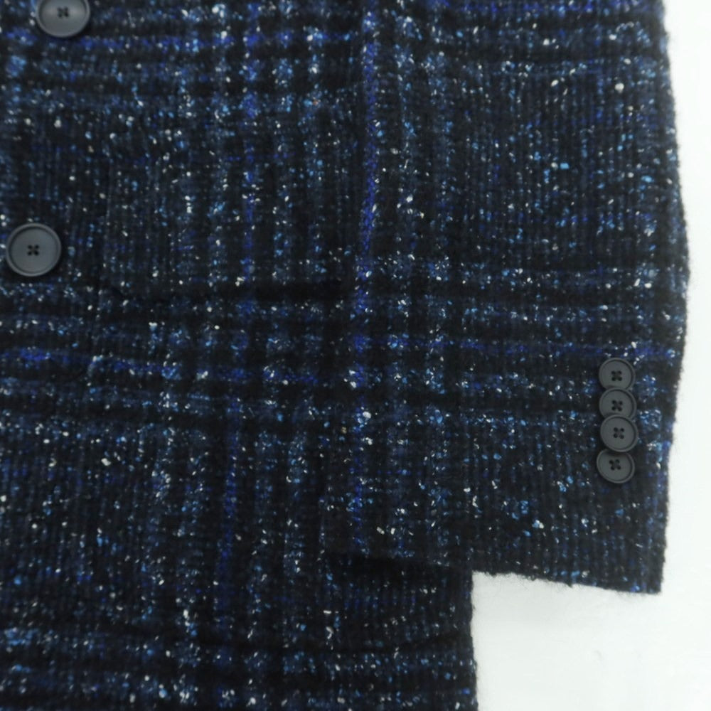 【中古】タリアトーレ TAGLIATORE ウールナイロン チェック ポロコート ネイビーxブラック【 48 】【 状態ランクB 】【 メンズ 】